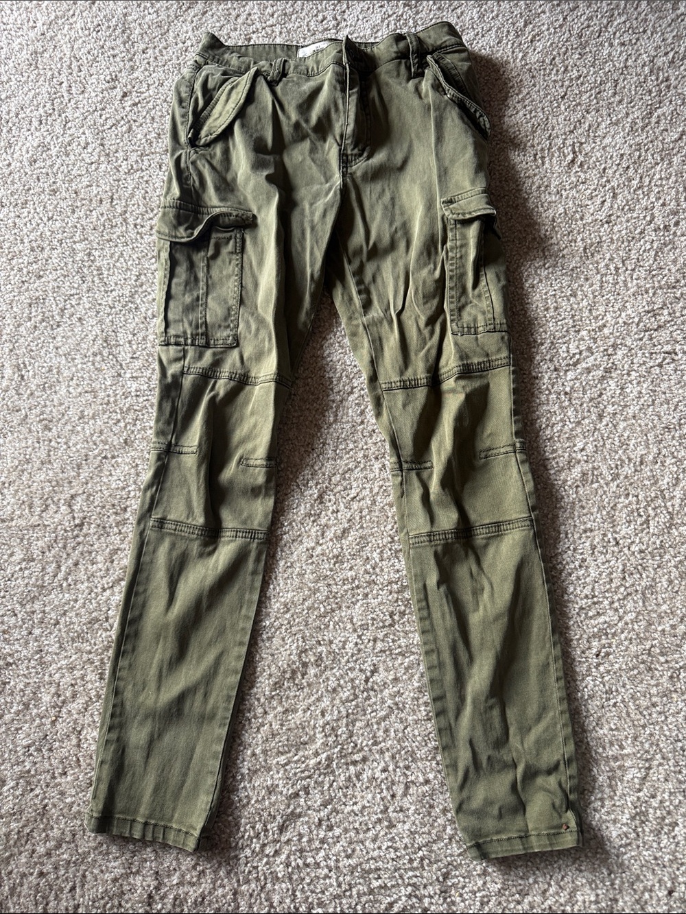 H&M L.O.G.G. Olive Green Women's Utility Cargo Pants Size 8